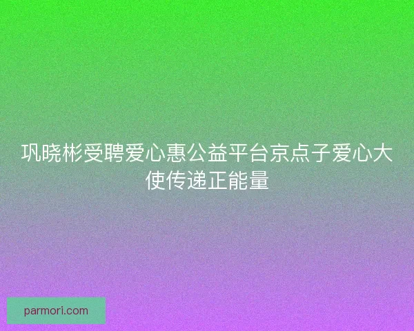 巩晓彬受聘爱心惠公益平台京点子爱心大使传递正能量