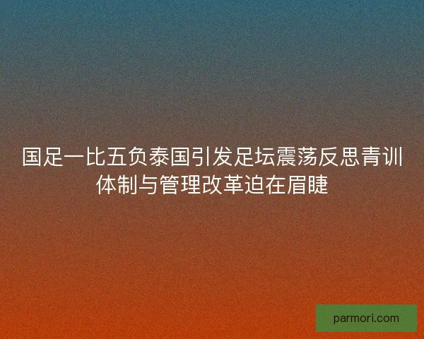 国足一比五负泰国引发足坛震荡反思青训体制与管理改革迫在眉睫